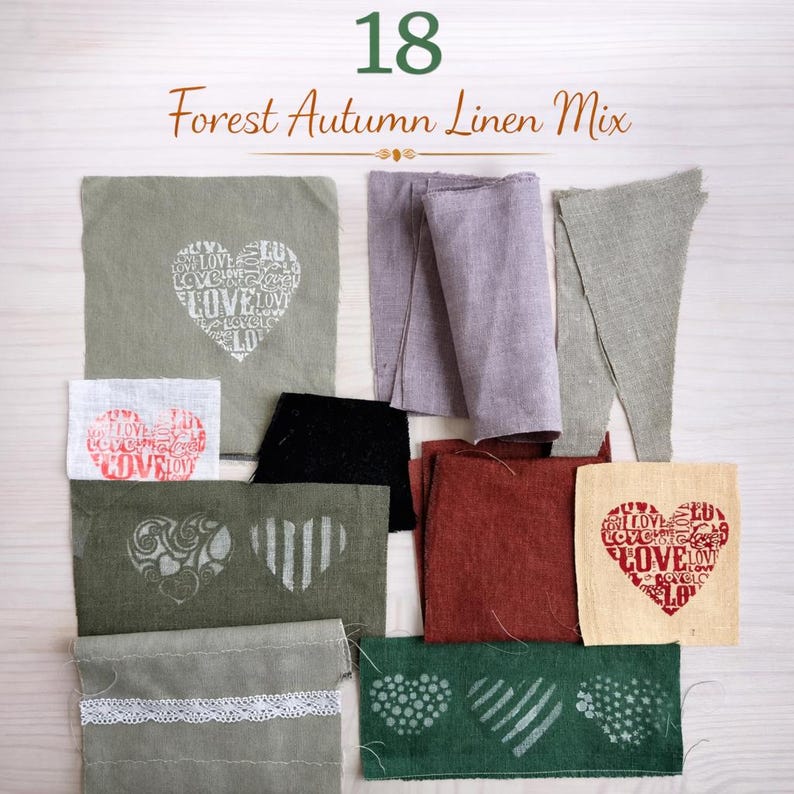 Linen Scrap Bundle – Rustic Fabric Pieces for Junk Journal, Slow Stitching & Textile Collage – Choose Your Set 18