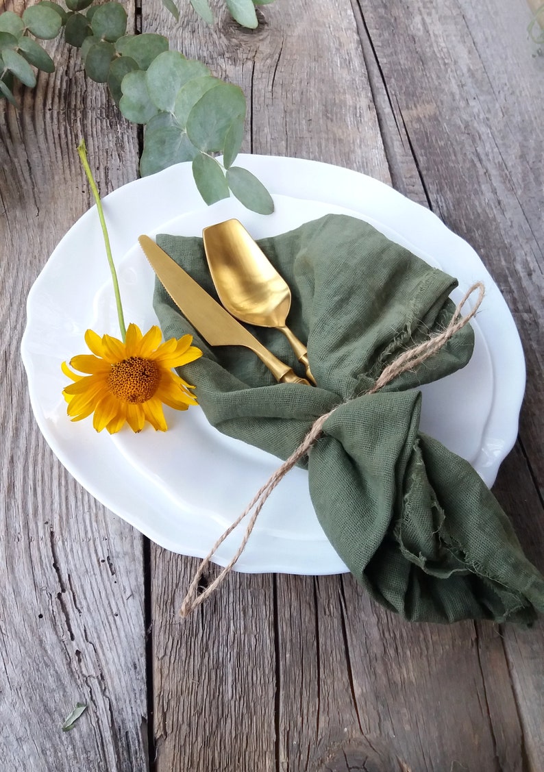 Wedding Napkins Rustic Olive Green Gauze Napkins Rustic Home Etsy