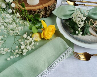Sage Green Cheesecloth Table Runner - 120" Long Rustic Linen Fabric For Weddings, Parties, Dining Decor - View #2
