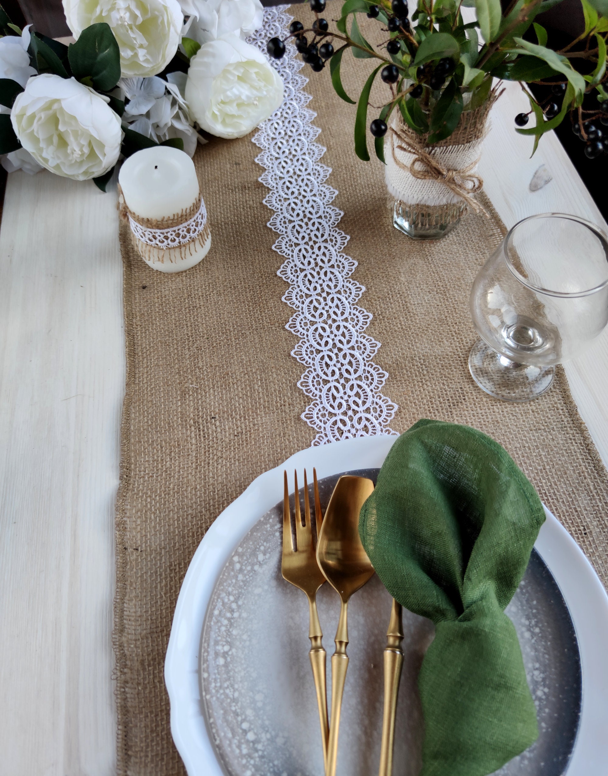 Jute Table Runner, Table Runner Burlap With Lace, Holiday Decor Table Cloth,  Burlap Tablecloth - Etsy, image size:2000x2550