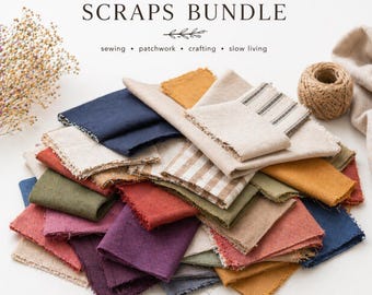 Linen Scraps Bundle, Mixed Linen Remnants, Fabric Offcuts for Sewing, Patchwork, Crafting, Zero Waste