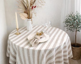 Linen tablecloth custom size, Rectangle round oval or square table cover, Natural farmhouse tablecloth for wedding and rustic table decor