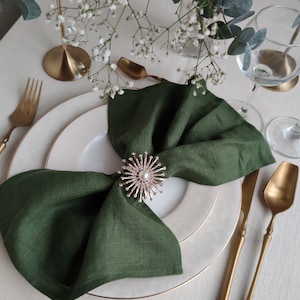 Wedding cocktail napkins for wedding table decor, Creen cloth napkins Natural linen napkins bulk kitchen decor, Custom napkins