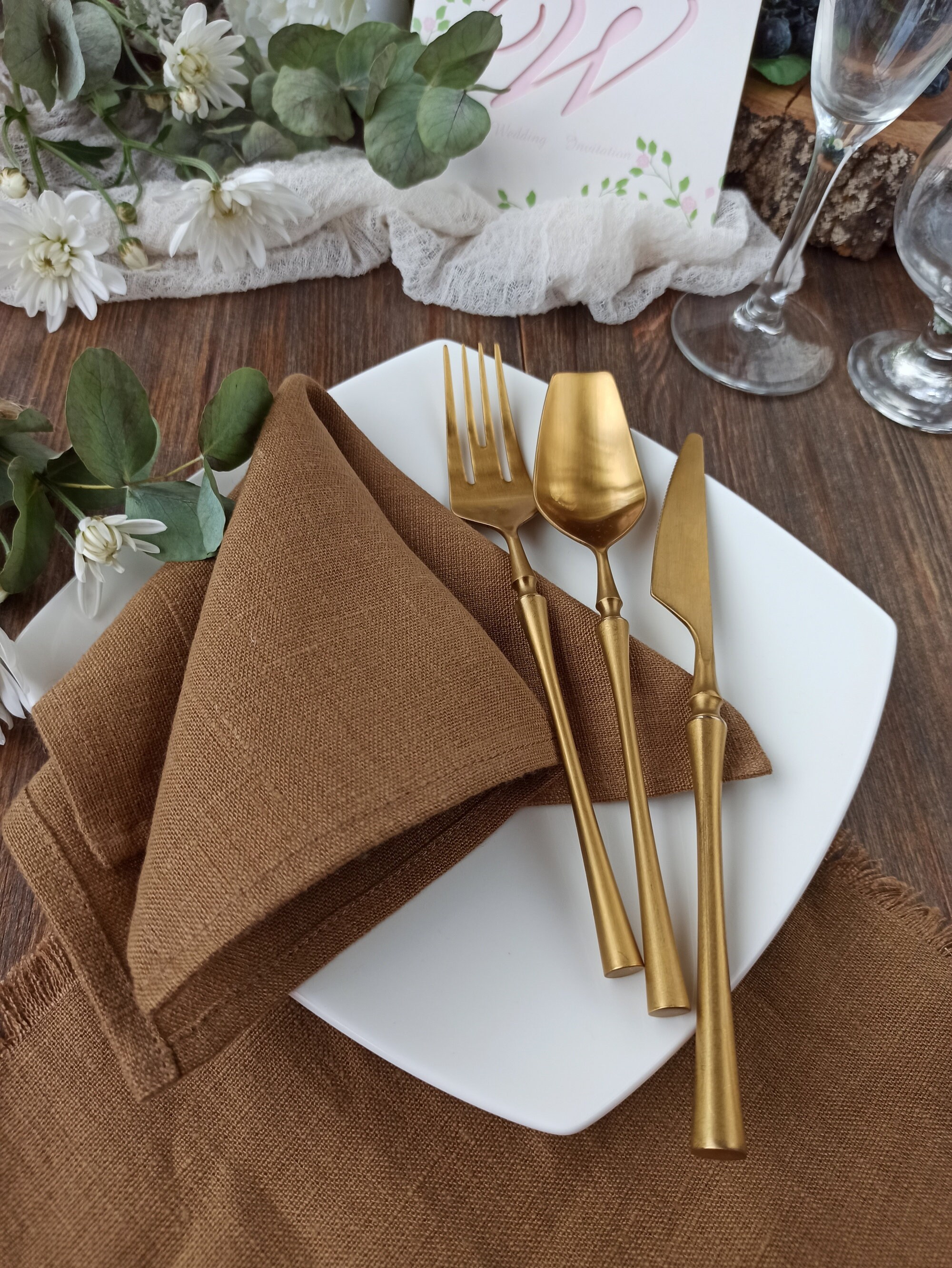 Gold Shantung Cloth Napkin - American Made Table Linens by Sweet Pea Linens