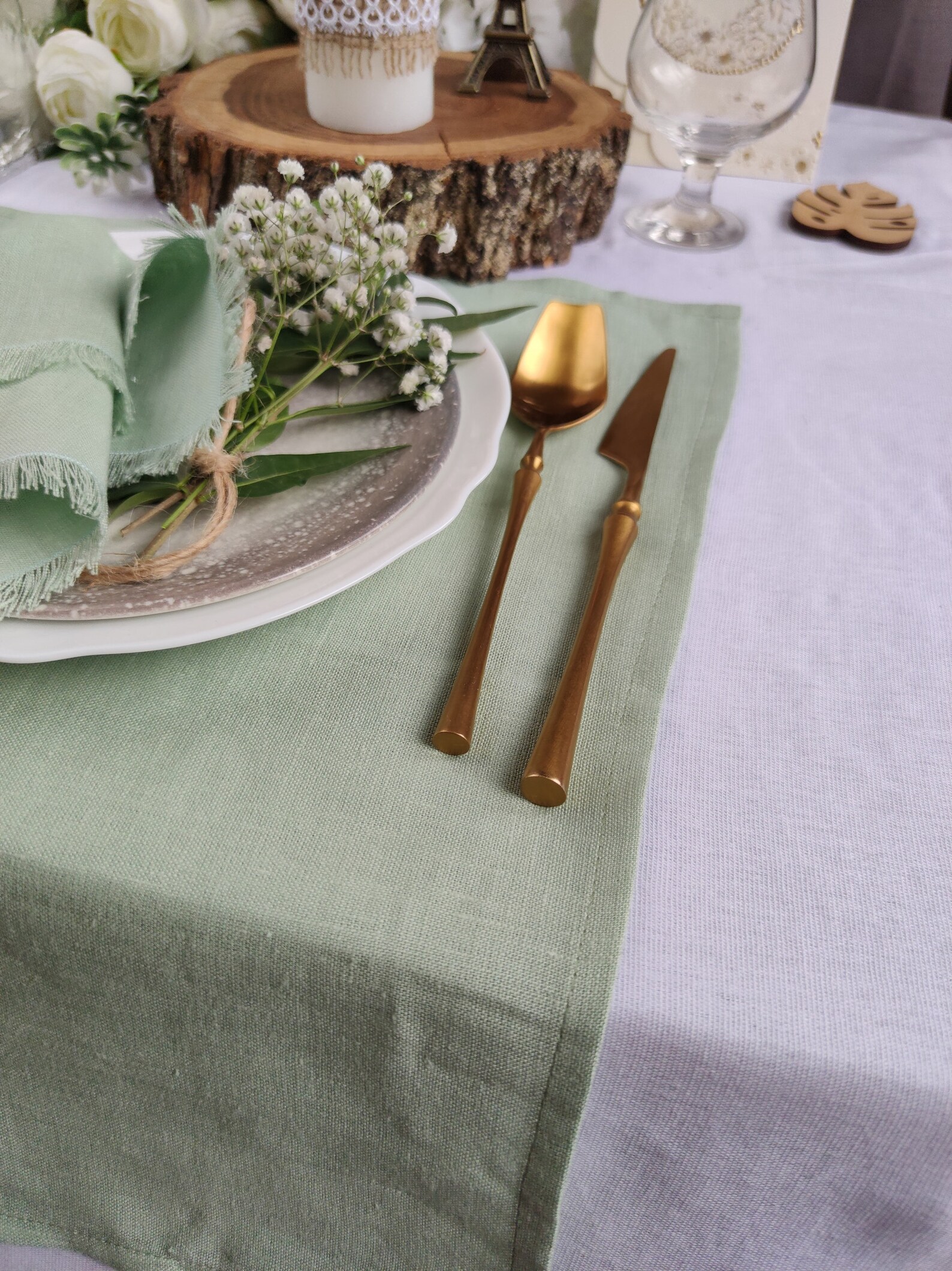 Sage Green Linen Placemats Custom Color Natural Linen Etsy UK