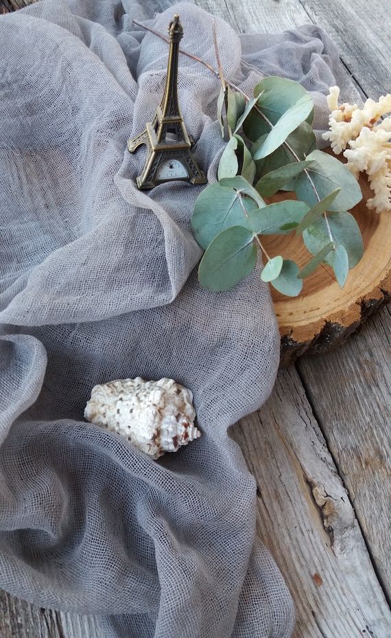 Boho Stone wedding decor, Rustic table runner, Gauze table runner, Wedding table decor