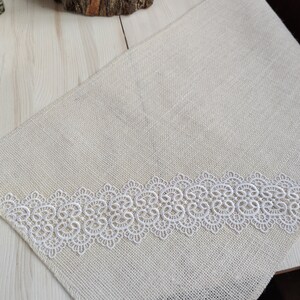 Wedding Table Runner, Ivory Burlap Table Runner With White Lace ...