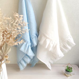 Ruffled linen tea towel kitchen decor, Linen kitchen towels bulk, Washed linen kitchen towel, Custom tea towel for farmhouse decor