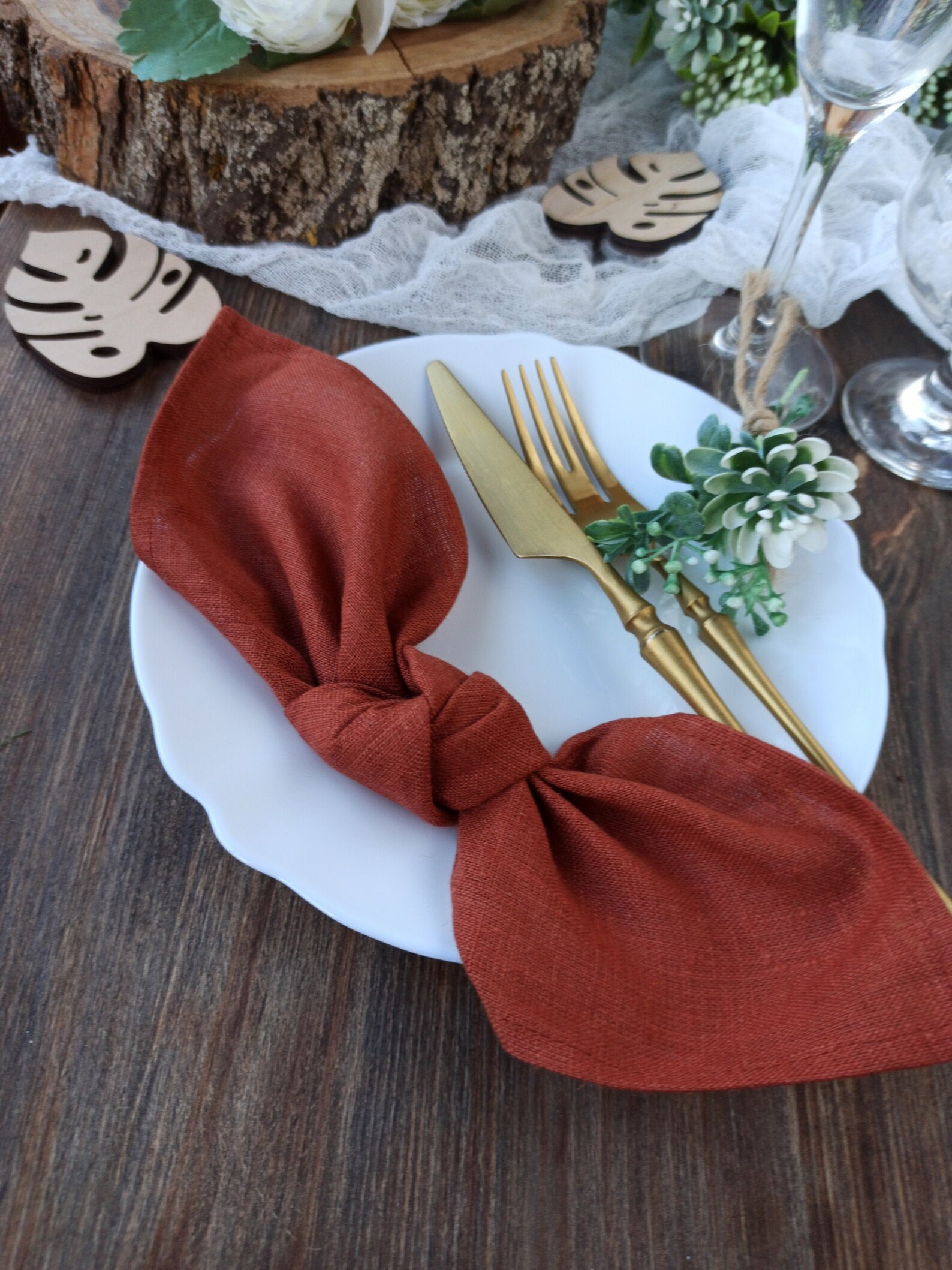 Burnt Orange Linen Napkins Set for Wedding Cloth Napkin Etsy Australia