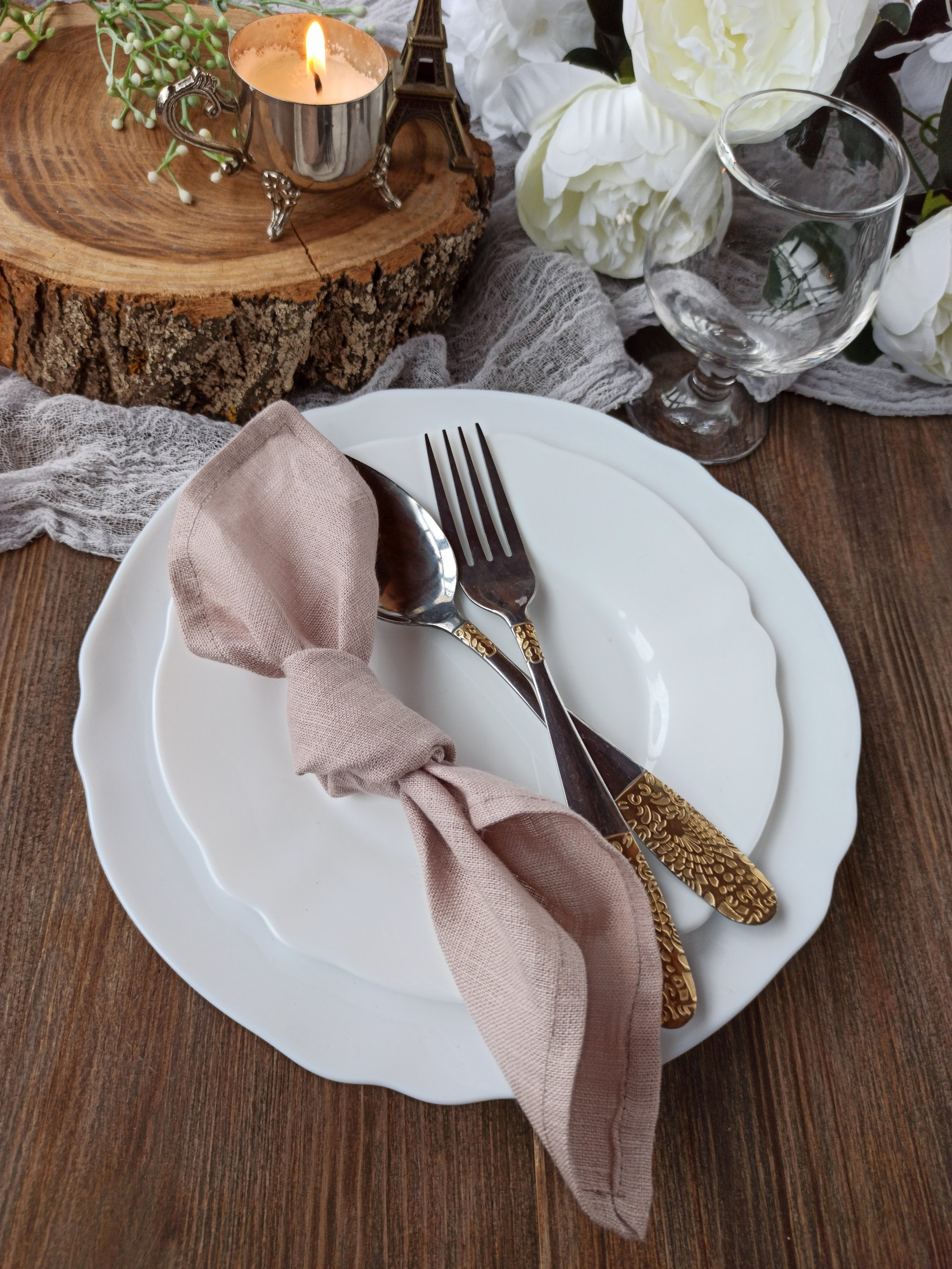 Linen Napkins, Set of 8 natural taupe linen napkins - Linenbee