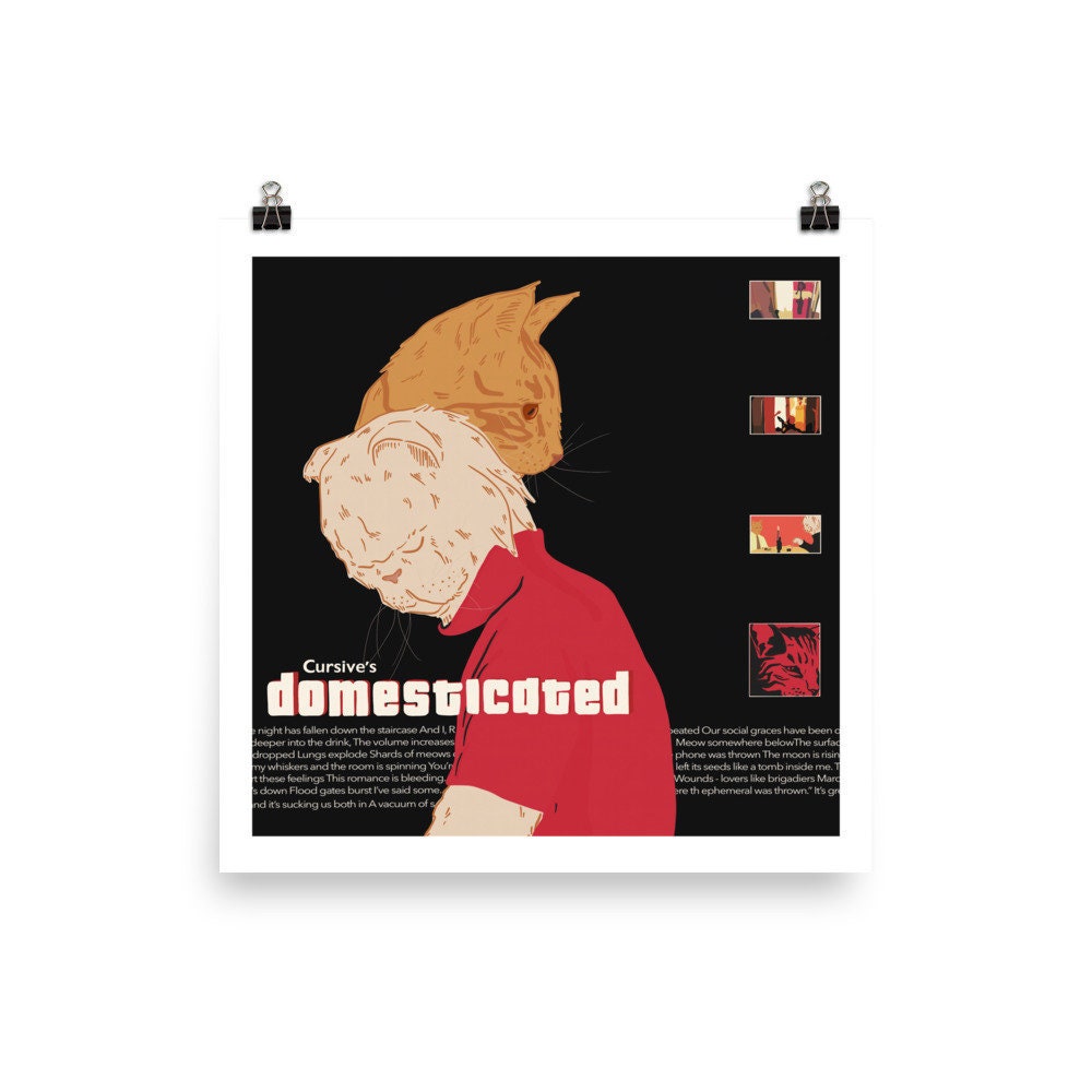 Cursive Domestica(ted) Print, Funny Cat Album Art, Indie Rock Emo ...