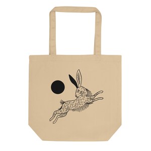 Hare and Moon Tan Tote Bag