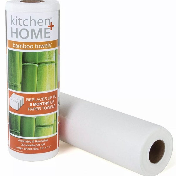 Bamboo Paper Towels - Heavy Duty Eco Friendly Machine Washable Reusable Sheets 1 Roll Equals 60 Paper Rolls