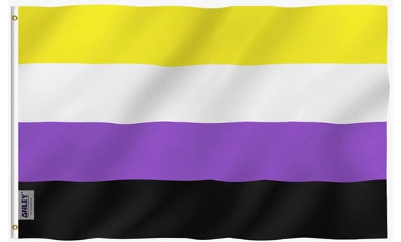 3x5 Flags Non-Binary Pride Flag 3x5 Feet - NB Gender Identity Banner, 100D Polyester, Made In USA No Gay Flags