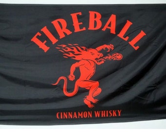 Fireball Banner Flag Cinnamon Whisky Red Devil Fire Burnt Logo Whiskey Bar New
