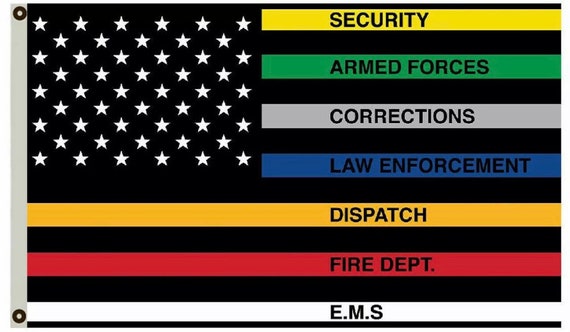 Fire 3x5' ft USA Thin Red Police Blue & Green Line Flag Banner Military 