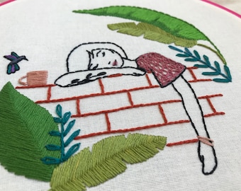 Lazy Sunday Girl - PDF Hand Embroidery Pattern