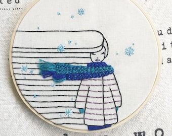 PDF pattern - Winter Girl - Modern Hand Embroidery Pattern