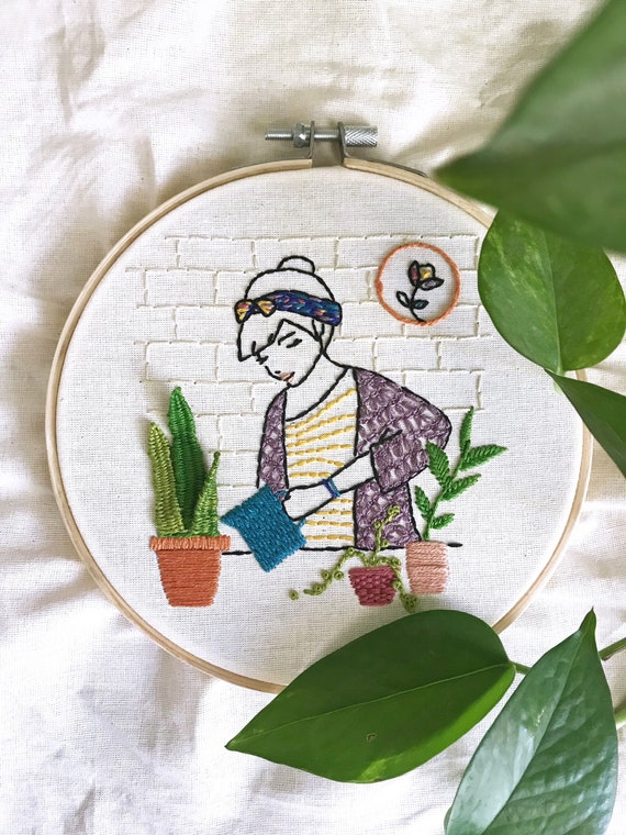 ABSTRACT PLANT LADY . PDF HAND EMBROIDERY PATTERN
