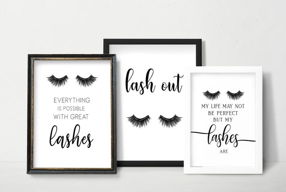 Lash Studio Decor Wall Artmakeup Artisteye Lashes Printwall Etsy