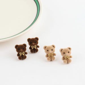Mini boucles d&#39;oreilles ours - Jolies boucles d&#39;oreilles ours en peluche en résine pour filles, bijoux animaux kawaii, cadeau fait main pour elle