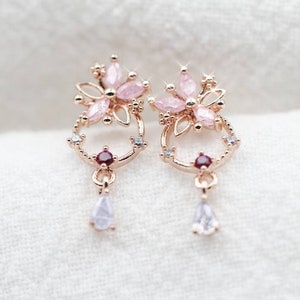 sakura earrings, sakura blossom, flower earrings, flower drop earrings