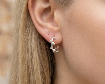 Sterling Silver Leaf Stud Earrings: Botanical Jewelry