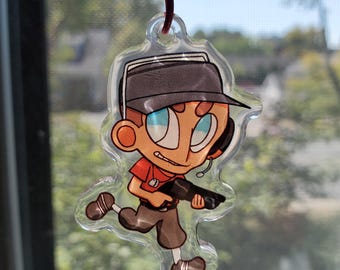 Llavero de acrílico epoxi de 2" de Scout de TF2 (Team Fortress Two)
