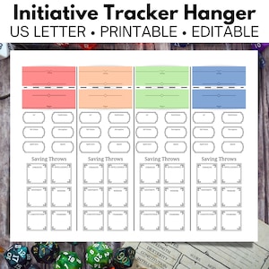 D&D 5e Initiative Tracker DM Screen hanger to track character stats / combat turns in Dungeons and Dragons and Pathfinder