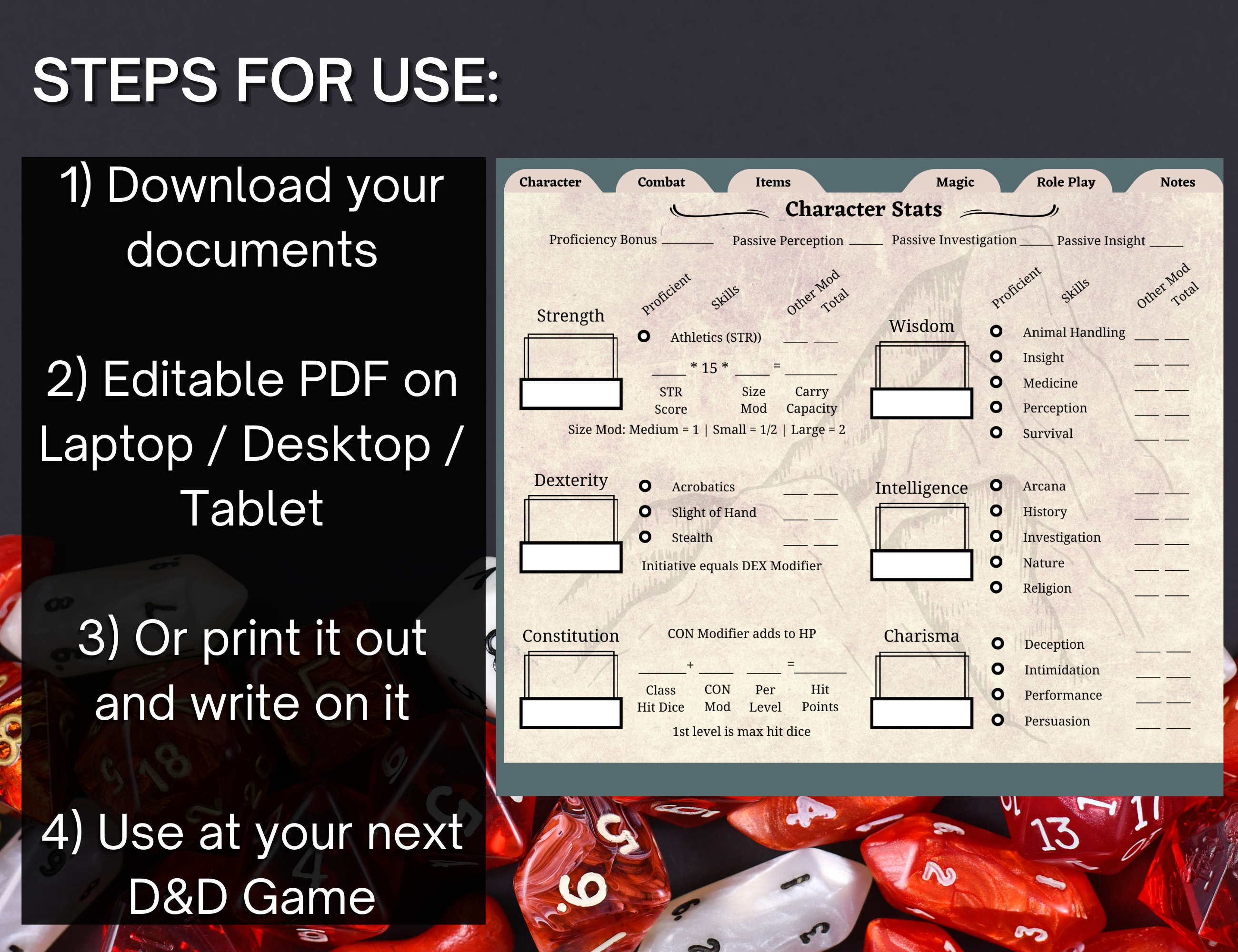 Digital Dnd Journal Dnd Character Sheet Dnd Spellbook Etsy