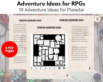 Planetar RPG Adventure Ideas in Pathfinder 2e. 10 adventure hooks with a custom map the game master can customize.