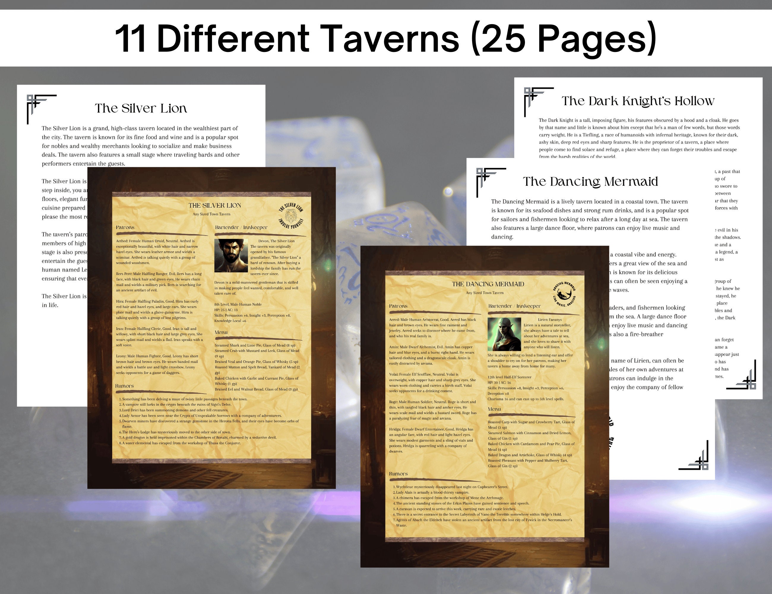Dungeon Master Taverns With Patrons, Rumors, Innkeepers, and Full Menu ...