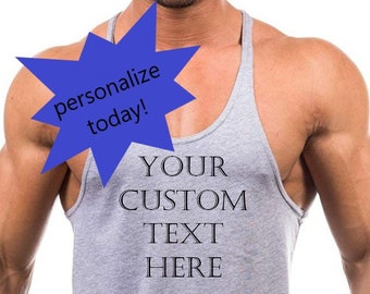 CUSTOM Men's Y-Back Muscle workout fitness bodybuilding Tank top - Personalize today!