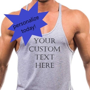 CUSTOM Men's Y-Back Muscle workout fitness bodybuilding Tank top - Personalize today!