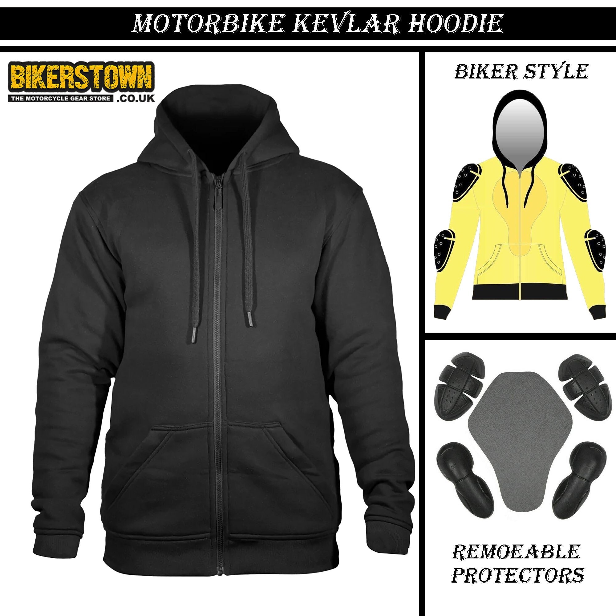 Kevlar Hoodies Protective Lining Fleece Armoured Hoodie Bikers - Etsy Canada