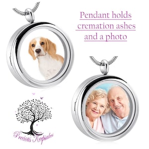 Photo Locket Cremation Ashes Necklace Memorial Keepsake Jewellery Urn Pendant. Complete with 20 Silver chain and filling kit. image 1