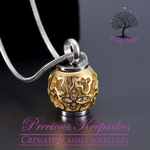 Silver and Gold Butterfly Cremation Ashes Necklace - Memorial Jewellery - Urn Pendant.  Complete with 18" Silver snake chain and filling kit