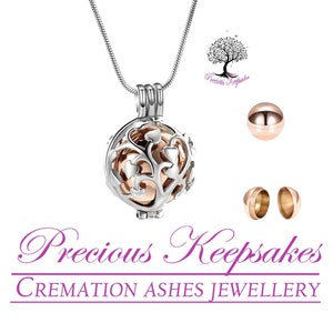 Silver and Rose Gold Cremation Ashes Necklace - Memorial Jewellery - Urn Pendant.  Complete with 20" Silver snake chain and filling kit.