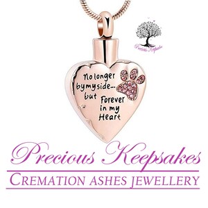 Rose Gold Pet Dog, Cat Cremation Ashes Necklace - Memorial Jewellery Urn Pendant. Complete with 18" matching snake chain and filling kit.