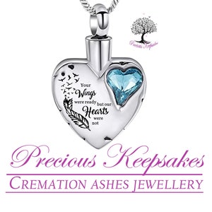 Blue Crystal Cremation Ashes Necklace - Funeral Memorial Keepsake Jewellery - Urn Pendant.  Complete with 18" Silver chain and filling kit.