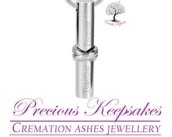 Together Forever Cremation Ashes Necklace - Funeral Memorial Keepsake Jewellery - Urn Pendant. Includes 18" Silver chain and filling kit.