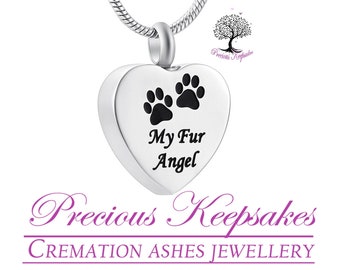 Dog Cat Cremation Ashes Necklace - Keepsake Memorial Jewellery - Pet Urn Pendant.  Complete with 18" Silver snake chain and filling kit.