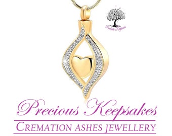 Diamante Cremation Ashes Necklace - Funeral Memorial Keepsake Jewellery - Urn Pendant. Complete with 18" chain and filling kit.