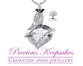 Crystal Cremation Ashes Necklace - Funeral Memorial Keepsake Jewellery - Urn Pendant.  Complete with 20" chain and filling kit.