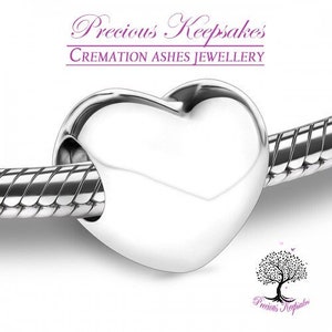 Cremation Ashes Silver Heart to fit onto a charm bracelet - Memorial Funeral Jewellery Keepsake Urn. Complete with filling kit.