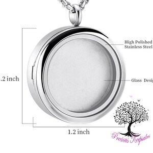 Photo Locket Cremation Ashes Necklace Memorial Keepsake Jewellery Urn Pendant. Complete with 20 Silver chain and filling kit. image 2