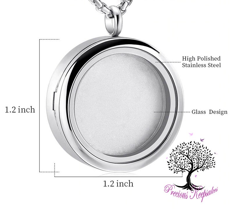 Photo Locket Cremation Ashes Necklace Memorial Keepsake Jewellery Urn Pendant. Complete with 20 Silver chain and filling kit. image 2