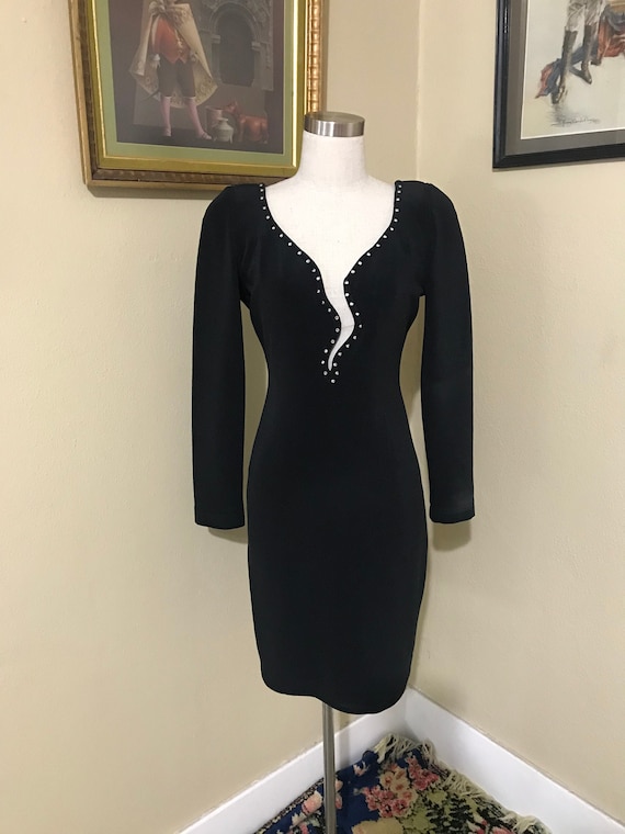 1980s Vintage Tadaski Black cocktail Dress