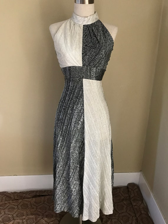 white metallic dress