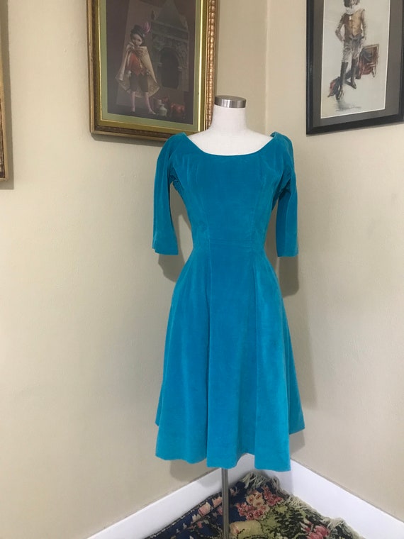 1950s blue Velvet Dress